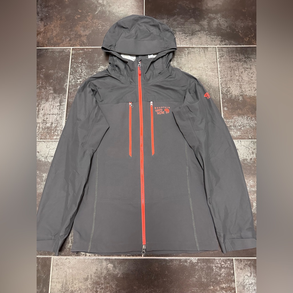 N54 Mountain Hardwear Mixaction Dry Q Elite Ice Climb Jacket Hood Rain Mens Sz S